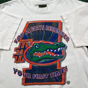 VTG Florida Gators 1996 National Champions Double-Sided T-Shirt Mens Large White